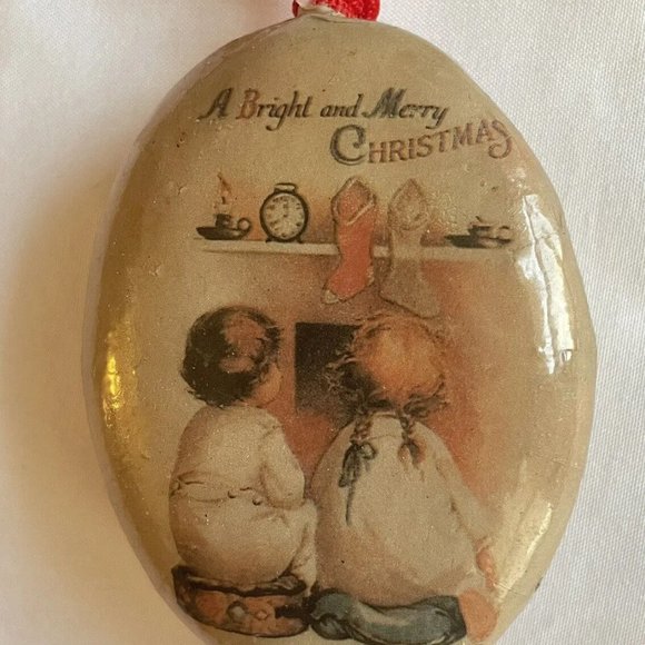 Vintage Victorian Old World Paper Mache Holiday Ornaments, set of 4 - Picture 4 of 13